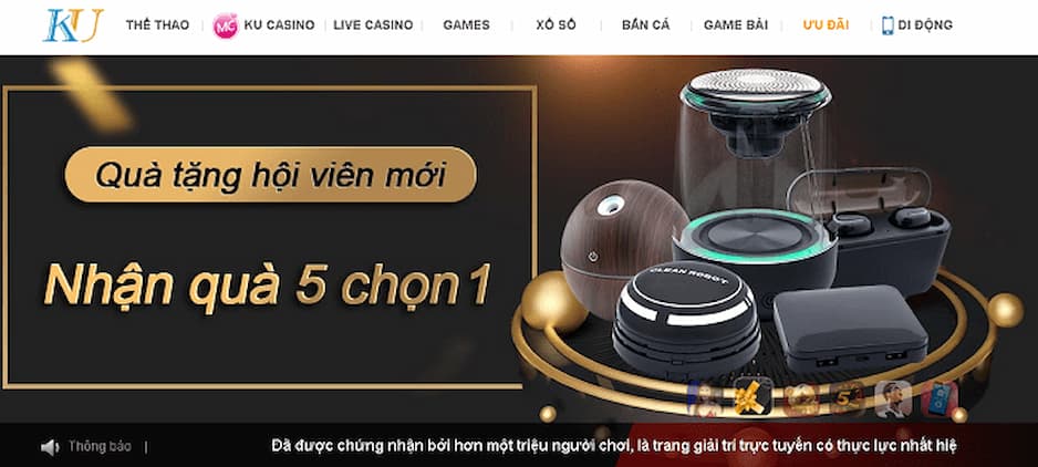 Chương trình khuyến mãi kubet 5 chọn 1 cho thành viên mới